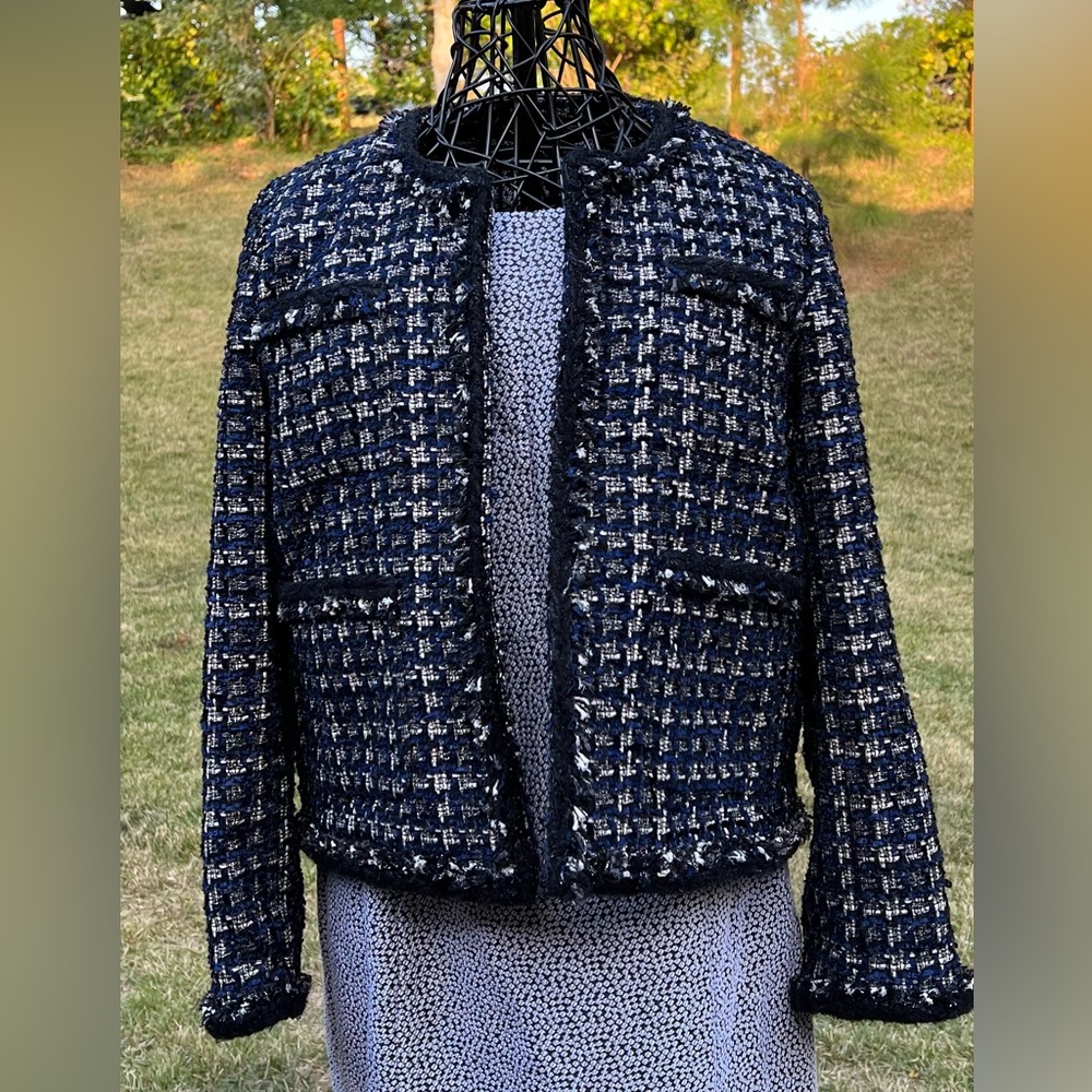 J. Crew Lady Day Jacket GORGEOUS, rich blue with subtle metallic size 12